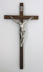 9.75" Italian Wood Wall Crucifix with Silver Corpus