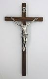9.75" Italian Wood Wall Crucifix with Silver Corpus