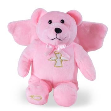 9" Pink Guardian Angel Holy Bear