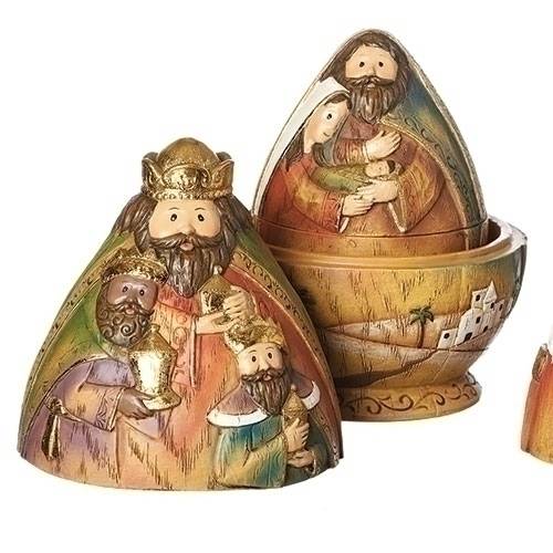 ?Nesting Nativity Set, 3pc Set  Made of dolomite/resin and measures 6.69" tall. 