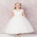 Abigail White First Communion Dress Illusion Neckline with Lace