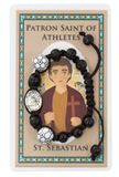 Soccer Adjustable Corded Wood Bracelet with St. Sebastian Medal and Prayer Card