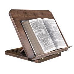 Adjustable Wood Bible Stand with Engraved Bible Verse, Maple