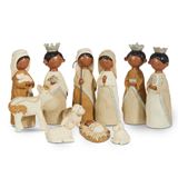 African American 8.75" Knit Look Nativity 11pc Figure Set