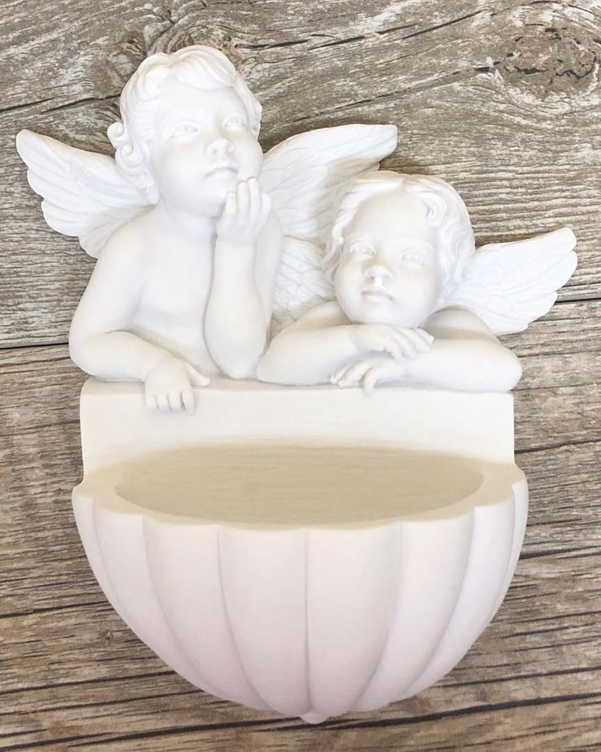 Alabaster Angels 5.5" Holy Water Font from Italy