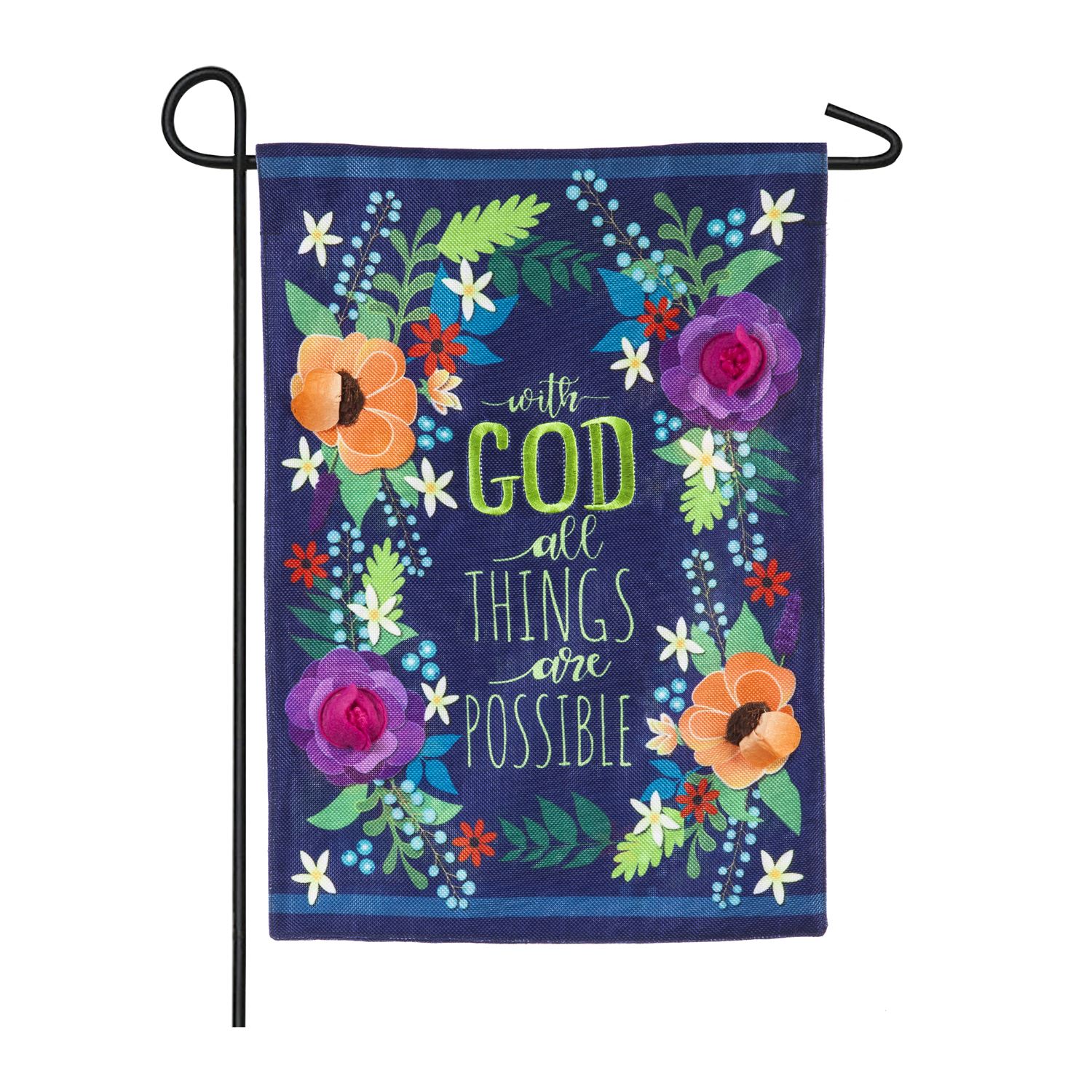 All Things Are Possible Garden Burlap Flag