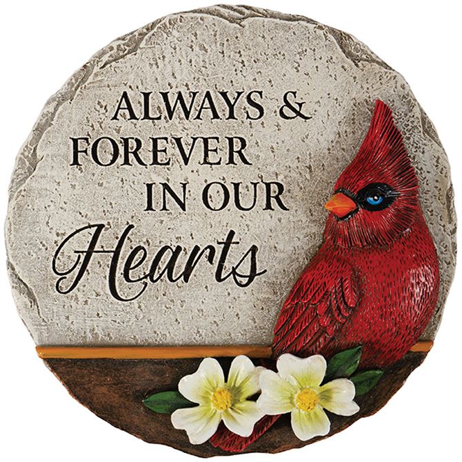 Always and Forever in Our Hearts Cardinal Memorial Mini Garden Stone