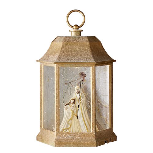 Angel and Holy Family 10.75" Lighted Water Lantern