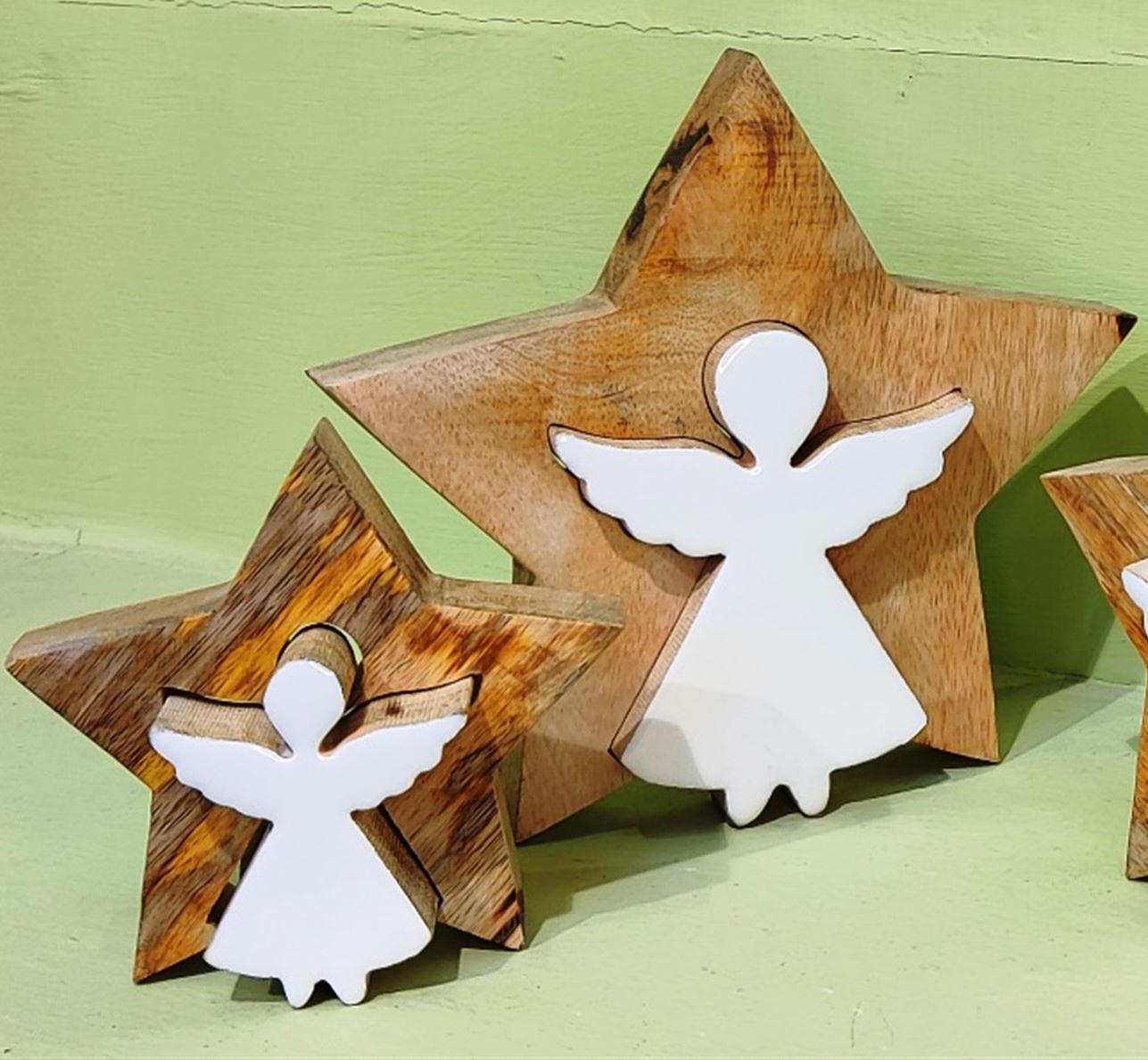 Angel in Star Puzzle Decor, Wood/Enamel