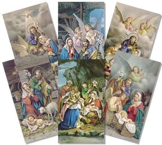 Angels Series Pack of 100 Nativity Scene Paper Holy Cards