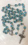 Pope Francis Aqua Colored Crystal Bead Rosary