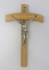Arched 8" Wood Wall Crucifix with Silver Corpus