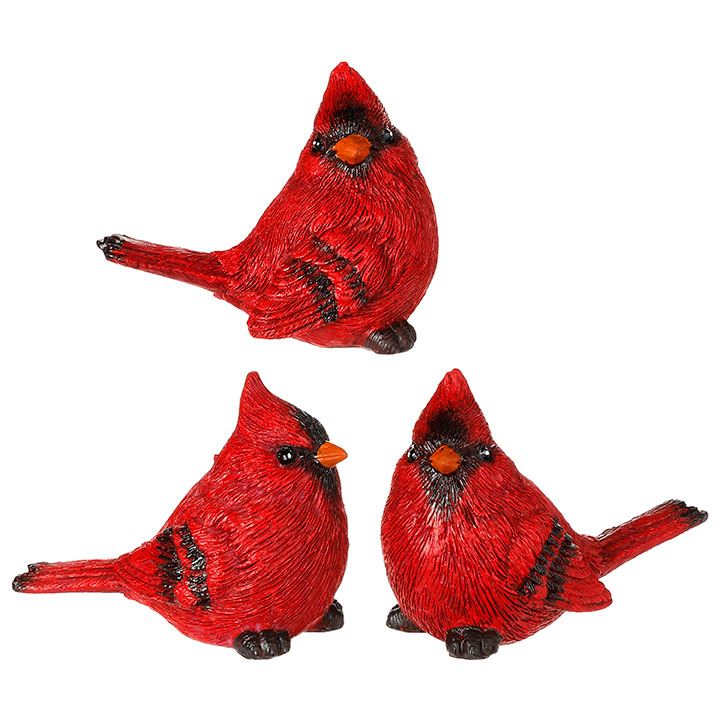 Assorted 3.25" Cardinal Figurines, Sold Each