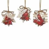 Assorted 4.5" Cardinal with Flower and Snowflake Ornaments, Sold Each