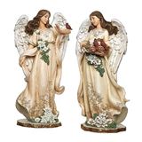 Assorted Angel Statues with Christmas Rose and Cardinal, Sold Each