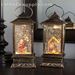 Assorted Continuous Motion Lighted Christmas Lantern Snow Globe with Holy Family and Nativity Scenes