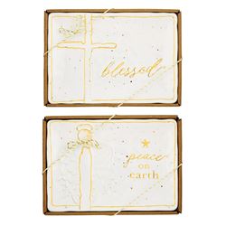 Assorted Cross Or Angel Sentiment Boxed Platters, Sold Each