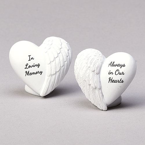 Assorted Memorial 1.5"H Winged Heart Figurines (sold each)