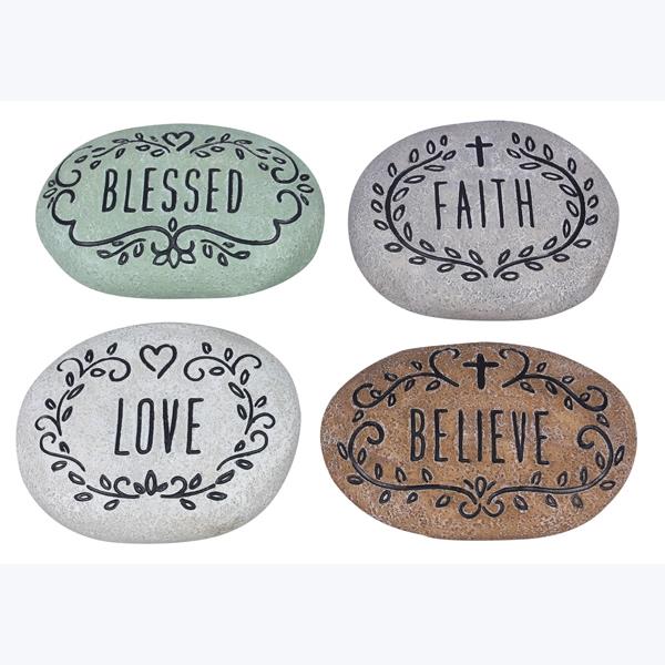 Assorted Resin Inspirational Home Message Rocks, Sold Each