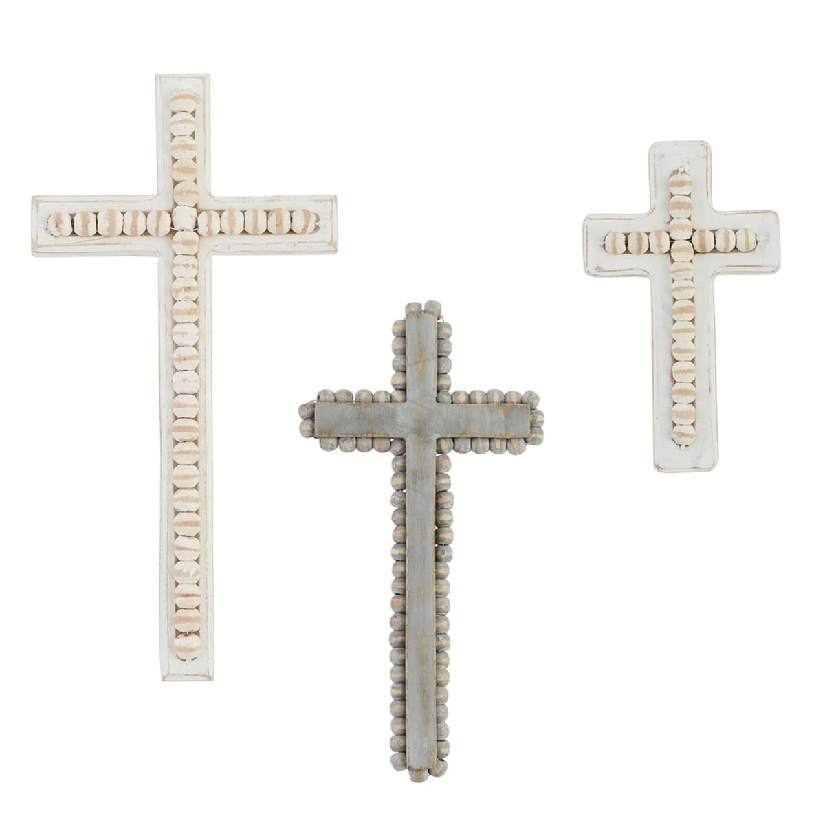 Assorted Sizes Beaded Wood Crosses, Sold Each