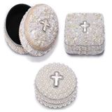 Assorted White Pearl Trinket Boxes Rosary Box or Jewelry Box