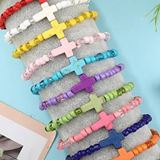 Cross Beaded Bracelets, Multi Colors, Sold Each