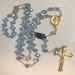 Aurora Borealis Sapphire 8mm Bead Gold Plated Rosary from Italy
