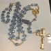Aurora Borealis Sapphire 8mm Bead Gold Plated Rosary from Italy - 124633