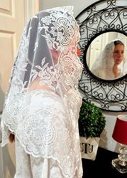 Ave Maria White Lace Chapel Veil from Spain