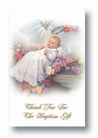 8.5" x 3.5"  Baby Baptism 8 Thank You Notes