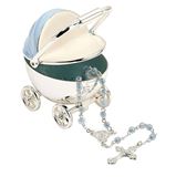 Baby Carriage Rosary Set, Blue