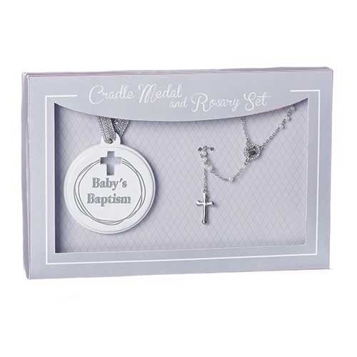 Baby Rosary with Cradle Medal Set