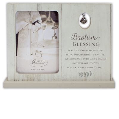Baptism Blessing Standing Frame with Shell Charm