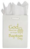 Baptism Medium White Gift Bag with Gold Art