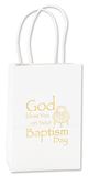 Baptism Small White Gift Bag with Gold Art