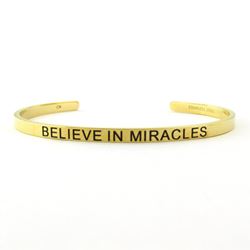 Believe in Miracles Blessing Band, Gold Cuff Bracelet