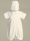 Bernard Cotton Christening Romper with Smocking and Hat