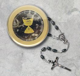 Black Communion Rosary With Round Clear Box