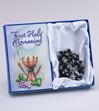 First Communion Black Rosary and Prayer Card Set