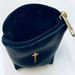 Black Italian Leather Zipper Rosary Pouch - 11433