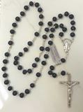 Black Rosary with Round Carved Cocoa Beads Made in Italy