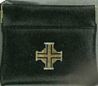 Black Vinyl Squeeze Rosary Pouch With Cross on Front