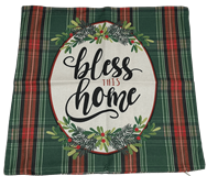 Bless This Home Plaid Outdoor Pillow Cover