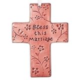 Bless This Marriage 5" Pink Clay Cross