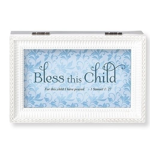 Bless this Child Blue/White Music Box