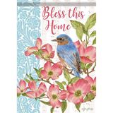 Bless this Home Bluebird House Flag