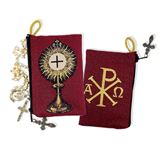 Blessed Sacrament Monstrance / Symbol of Christ Icon Tapestry Rosary Pouch 4 1/2" x 3"