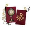 Blessed Sacrament Monstrance and Symbol of Christ Icon Tapestry Rosary Pouch 4 1/2" x 3"