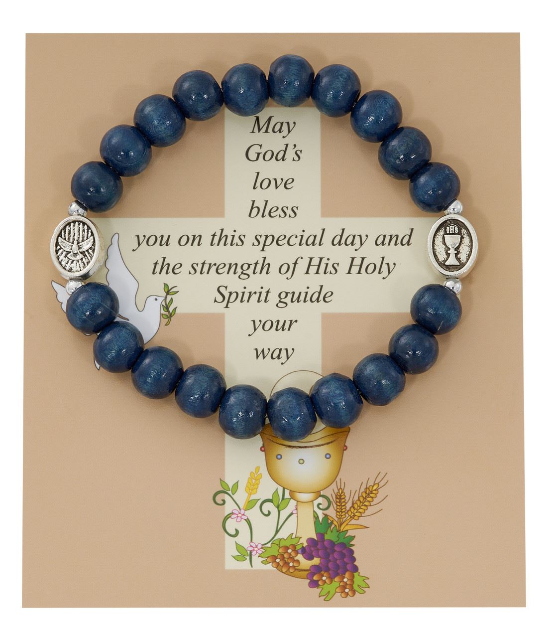 Blue Communion/Confirmation Stretch Bracelet