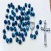 Blue Glass 8mm Bead Rosary - 10166